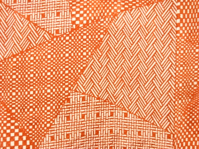  未使用品　切りばめ風　編み目模様　小紋着物